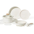 10pc Ceramic Nonstick Cookware Set with Detachable Handle Cream